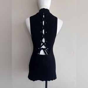 Proenza Schouler Black Turtleneck Open Back Tank